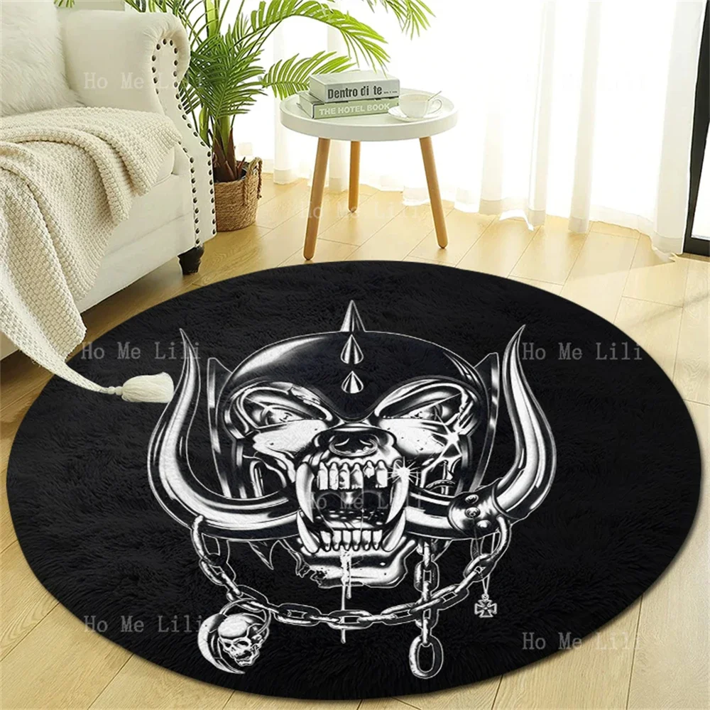 Floor Round Carpet Room Decoration Weightlifting Skeleton Horn Tooth Head Scarab Motorbike Halloween Skull