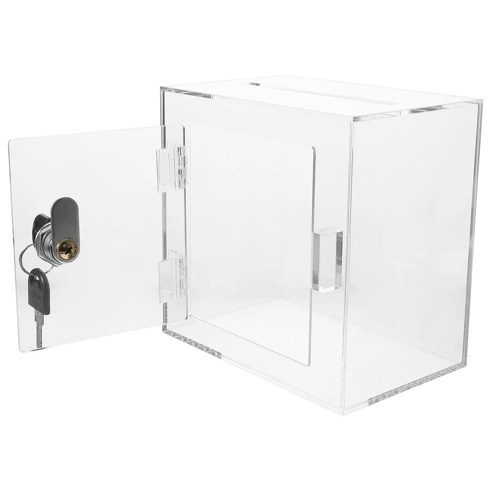 

150X100X150 Acrylic Donation Box Lockable Suggestion Box Fundraising Storage Transparent Letter Post Container Public Complain