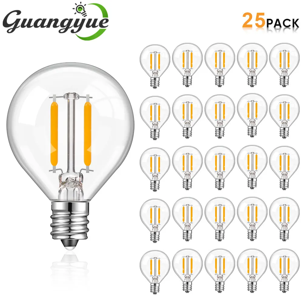 Globe Clear Glass LED Replacement Bulbs E12 E14 Globe Edison Light Bulbs for Indoor Outdoor 1.5W 110V 220V 230V Warm White Lamps