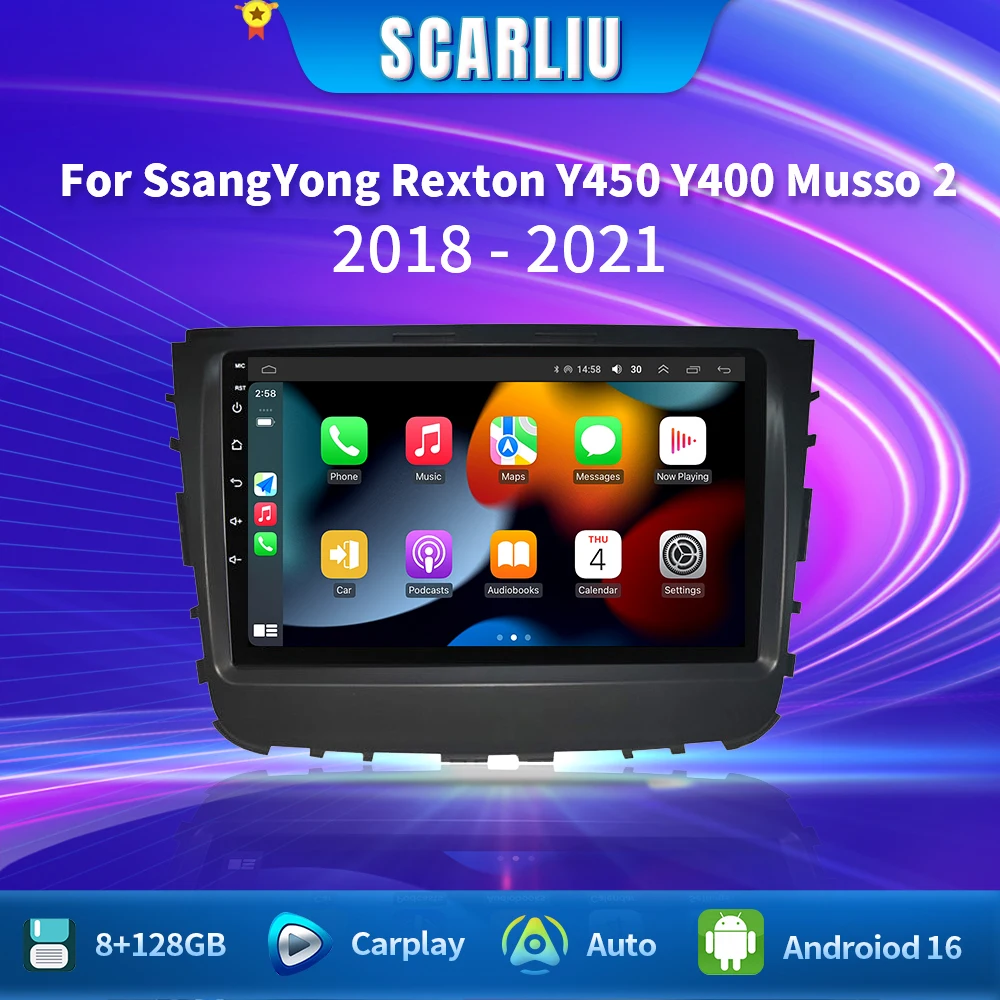 

Android For SsangYong Rexton Y450 Y400 Musso 2 2018 - 2021 Car Multimedia Player Carplay Auto Radio Stereo Navigation GPS 2din