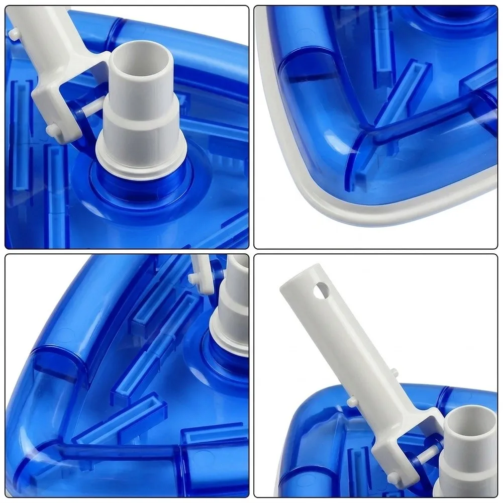 Lightweight Transparent Triangle Pool Cleaner Head for Manual Use with Non Scratch PVC Bristles and Weighted Base