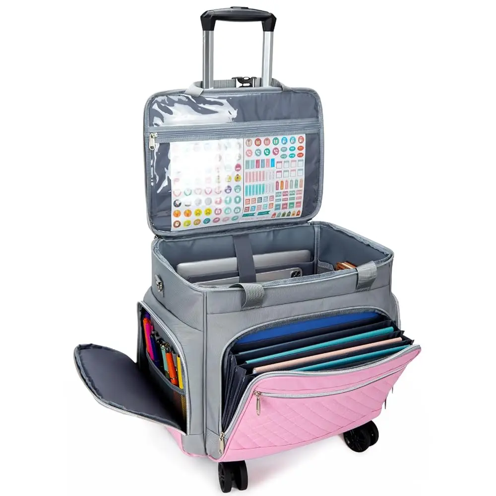 

Free ShippingFree Shipping2025 Rolling Teacher Tote Bag with Accordion File Organizer