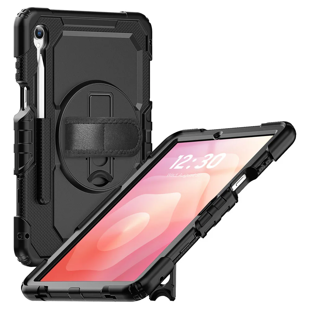 ث/حزام الكتف دوران 3 طبقة PC + السيليكون حافظة كاملة لهاتف سامسونج جالاكسي تاب S11 11 '' 2025 X730/X736 حامل غطاء جلد واقي