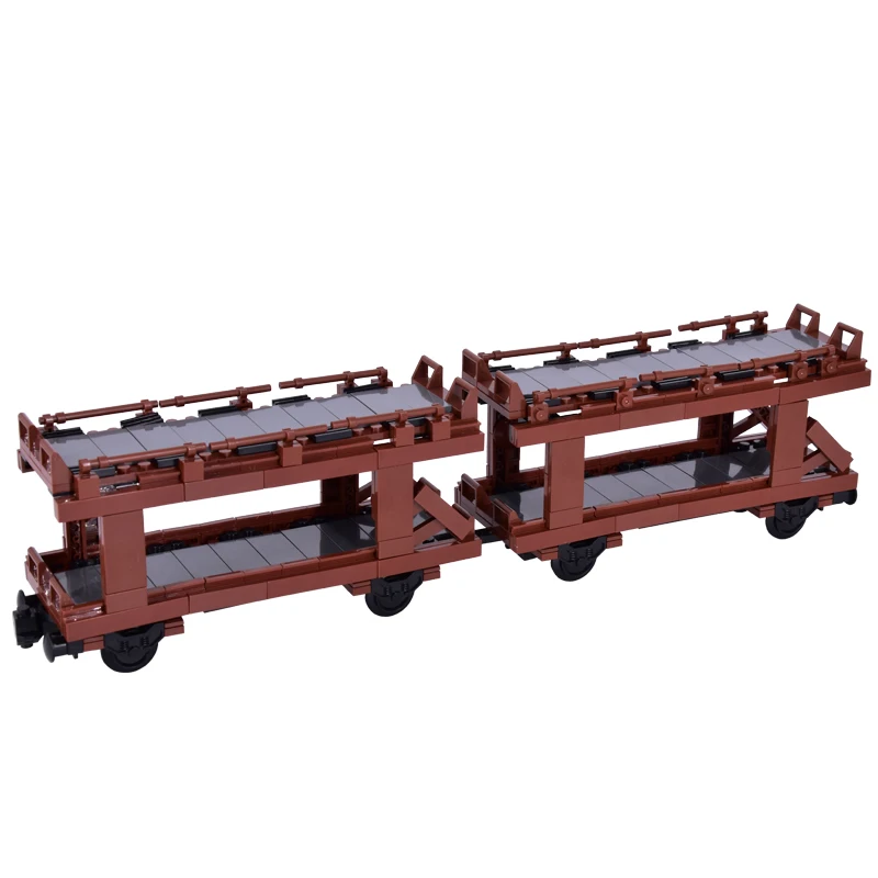 MOC Stadt Kreative Auto Fahrzeug Transporter Auto Träger Zug Schiene Bausteine Ziegel DIY Technische Spielzeug für kinder geschenke