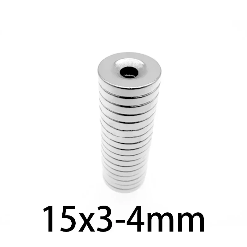 15X3-4mm Diameter Magnet 15X3mm Hole 4mm Small Round Countersunk Magnets 15-3-4mm Neodymium Disc Magnetic 15*3-4