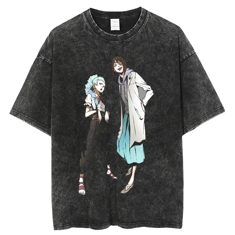 

Japanese Anime Digital Printing Oversize Tops Death Parade Men T Shirts Hip Hop Streetwear Washed Harajuku Cotton Summer Short