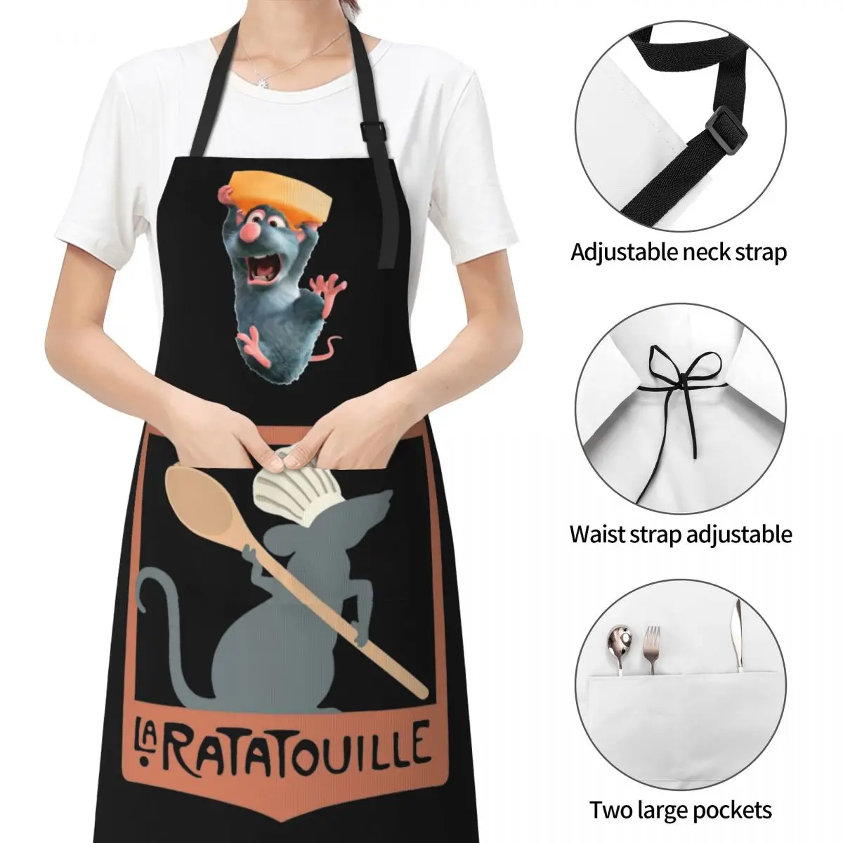 Men Women Chef Gifts Apron Remy And Cheese Ratatouille Accessories Cooking Aprons Adjustable with 2 Pockets Waterdrop Resistant