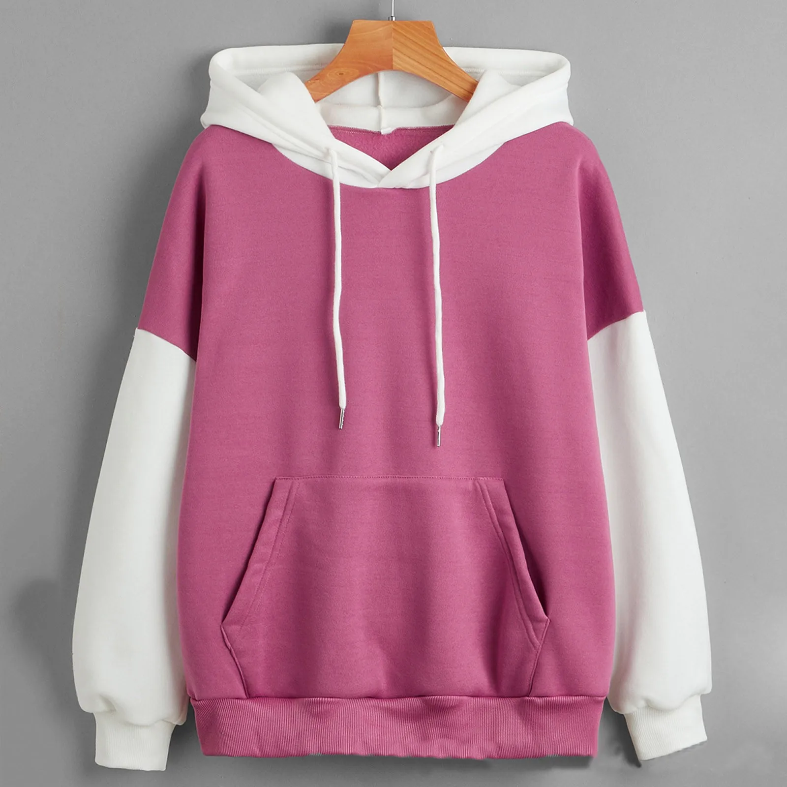 Hoodies Womens 2022 Autumn Long Sleeve Splice Solid Color Hooded Sweatshirt Oversized Pullovers Kpop Outfit Kawaii Female Hoodie