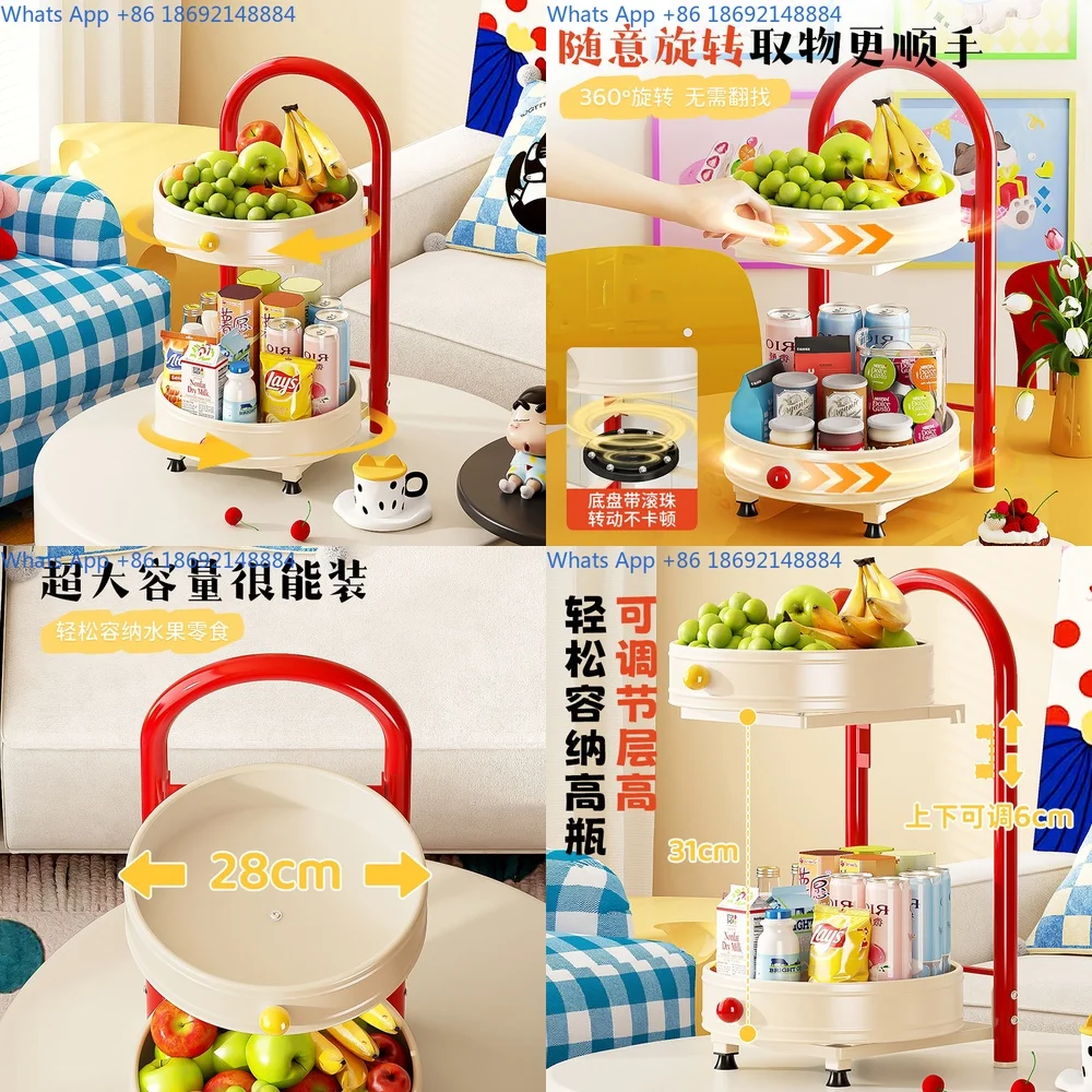 Dopamine Double Layer Rotating Snack Fruit Vegetable Storage Organizer for Desk