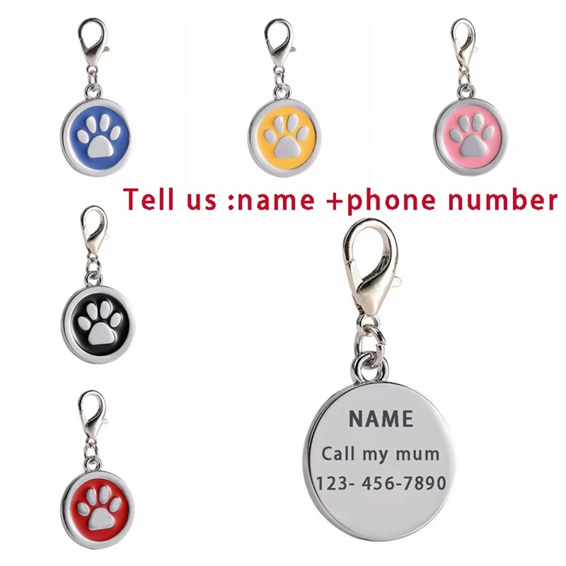 

Customizable Dog Collar Address Key Chain Tags for Dogs Medal with Engraving Name Kitten Puppy Accessories Personalized Cat