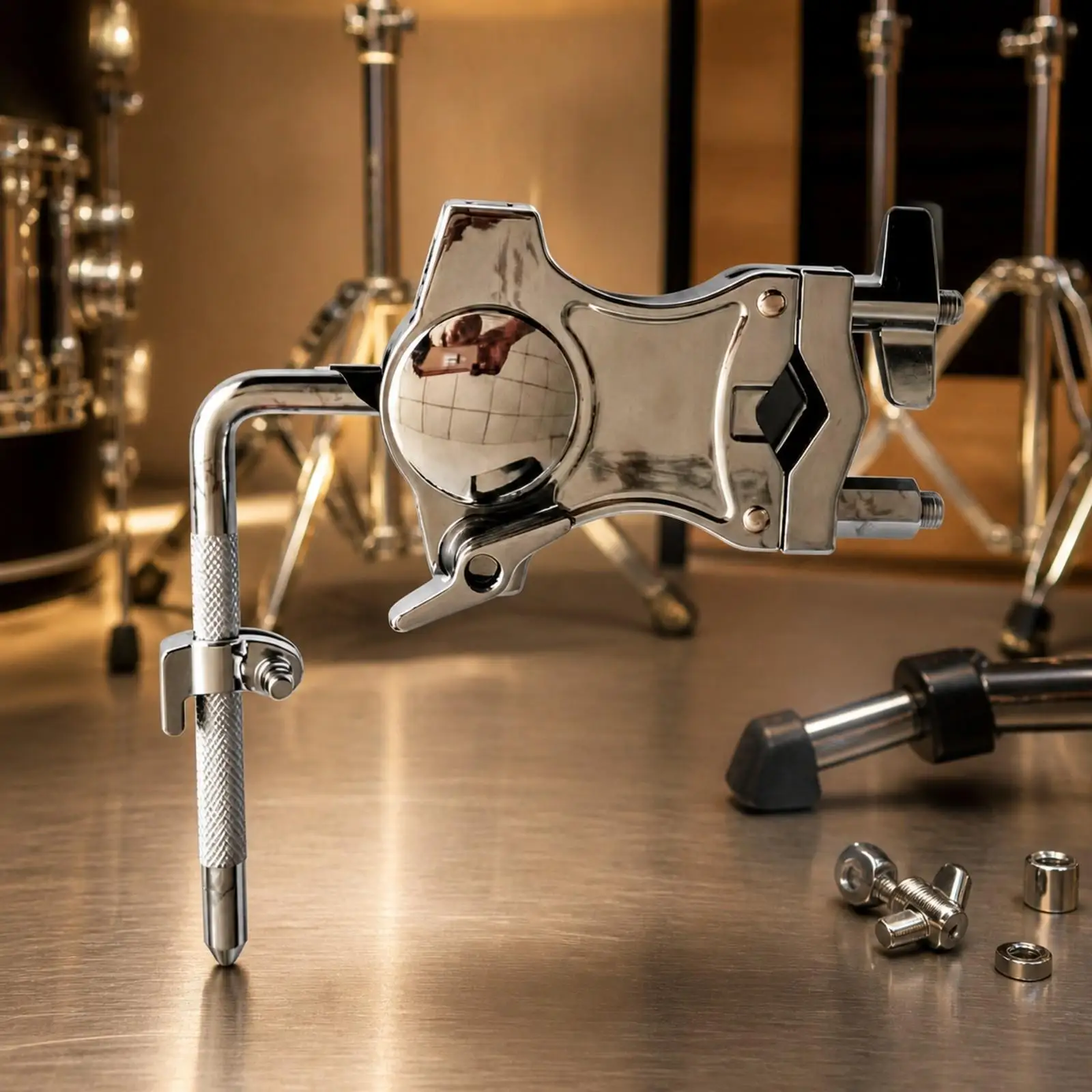 Drum Rack Mount Bracket Clamp Zinc Alloy Percussion Accessory for Tom Drum Hardware with Adjustable Arm