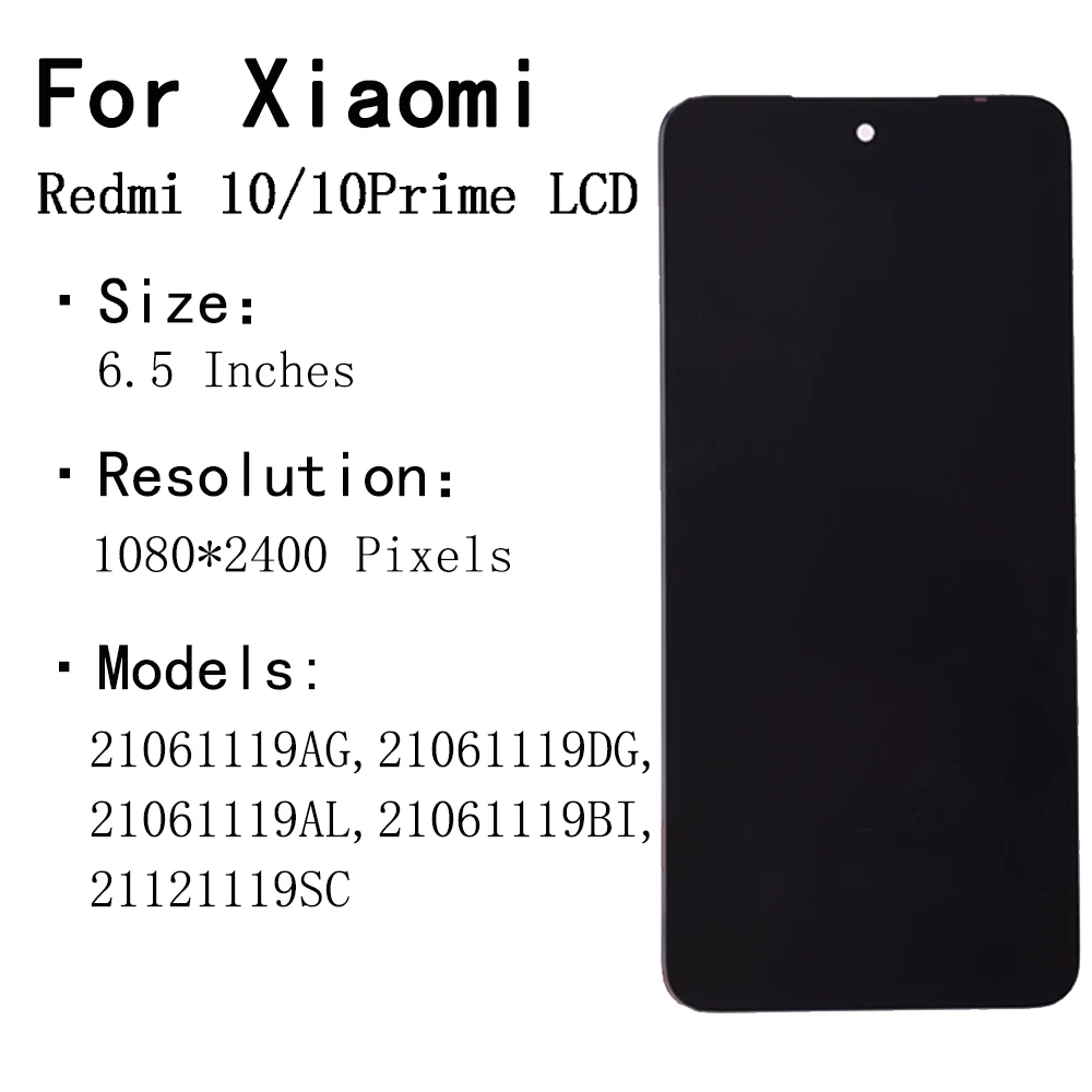 Original LCD For Xiaomi Redmi 10 LCD Display Touch Panel Screen Digitizer Assembly For Redmi 10 Prime 21061119AG LCD With Frame