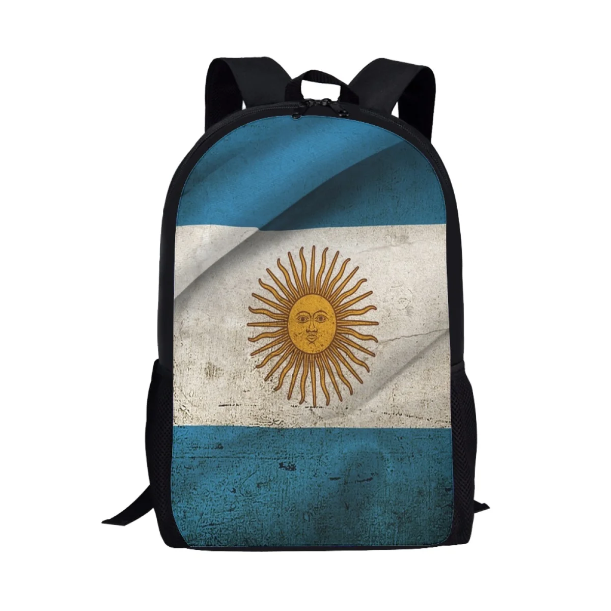 Bolsa escolar infantil de grande capacidade, mochila casual de academia para meninas e meninos, bolsa estilo simples, bandeira da Argentina, mulheres e homens