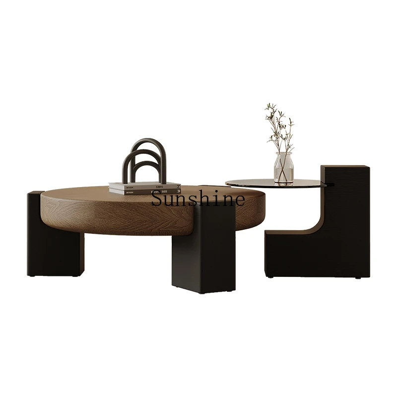 

Walnut medium and ancient Italian light luxury small apartment modern simple design coffee table high sense