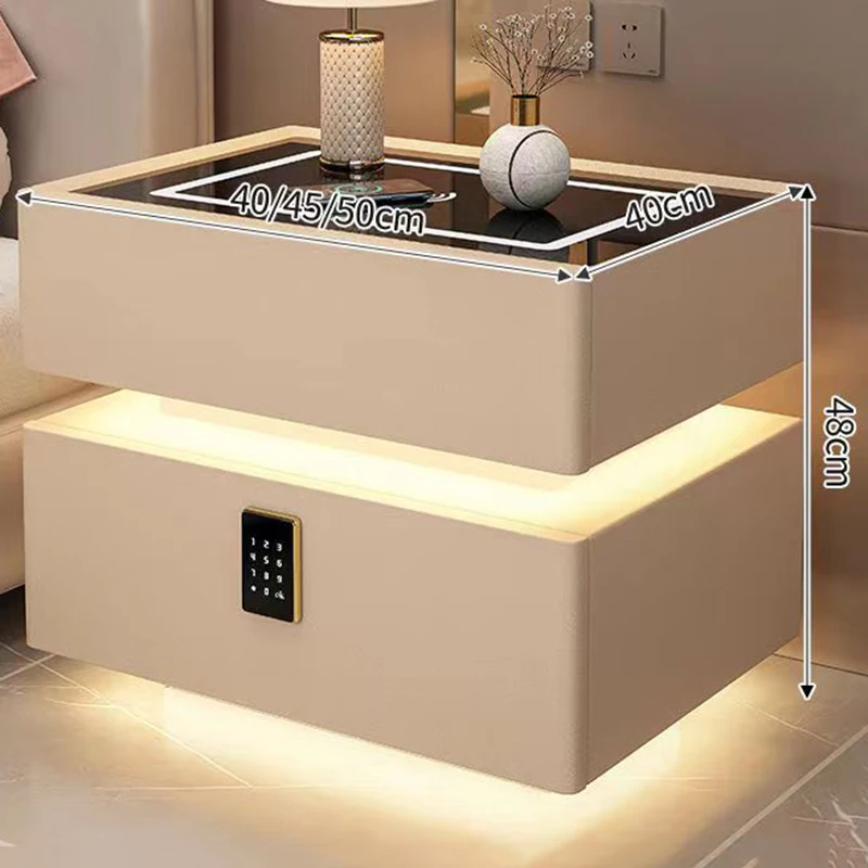 Nordic Small Bedside Cupboard Modern Light Sensor Wireless Storage Nightstand Smart Charging Mesitas De Noche Bedroom Furniture