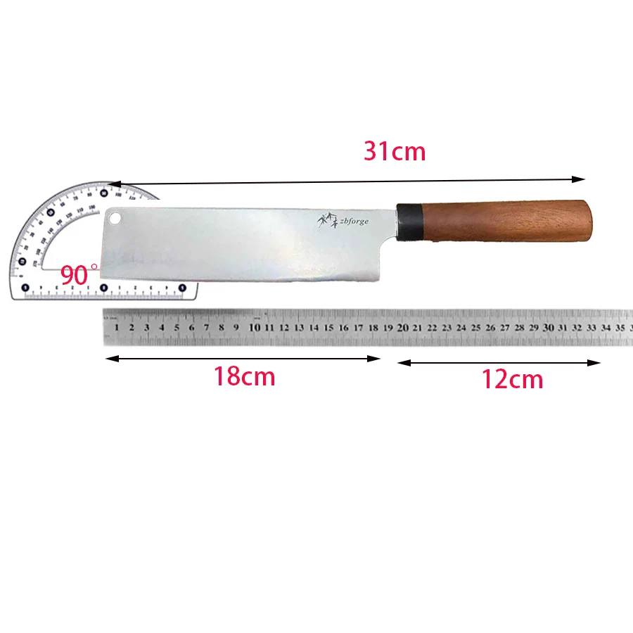 7 Inch Nakiri Knife 3-layers Tamahagane Steel Blade Sharp Chef Cleaver Slicing Japanese Kitchen Knives Wood Handle Cooking Tools