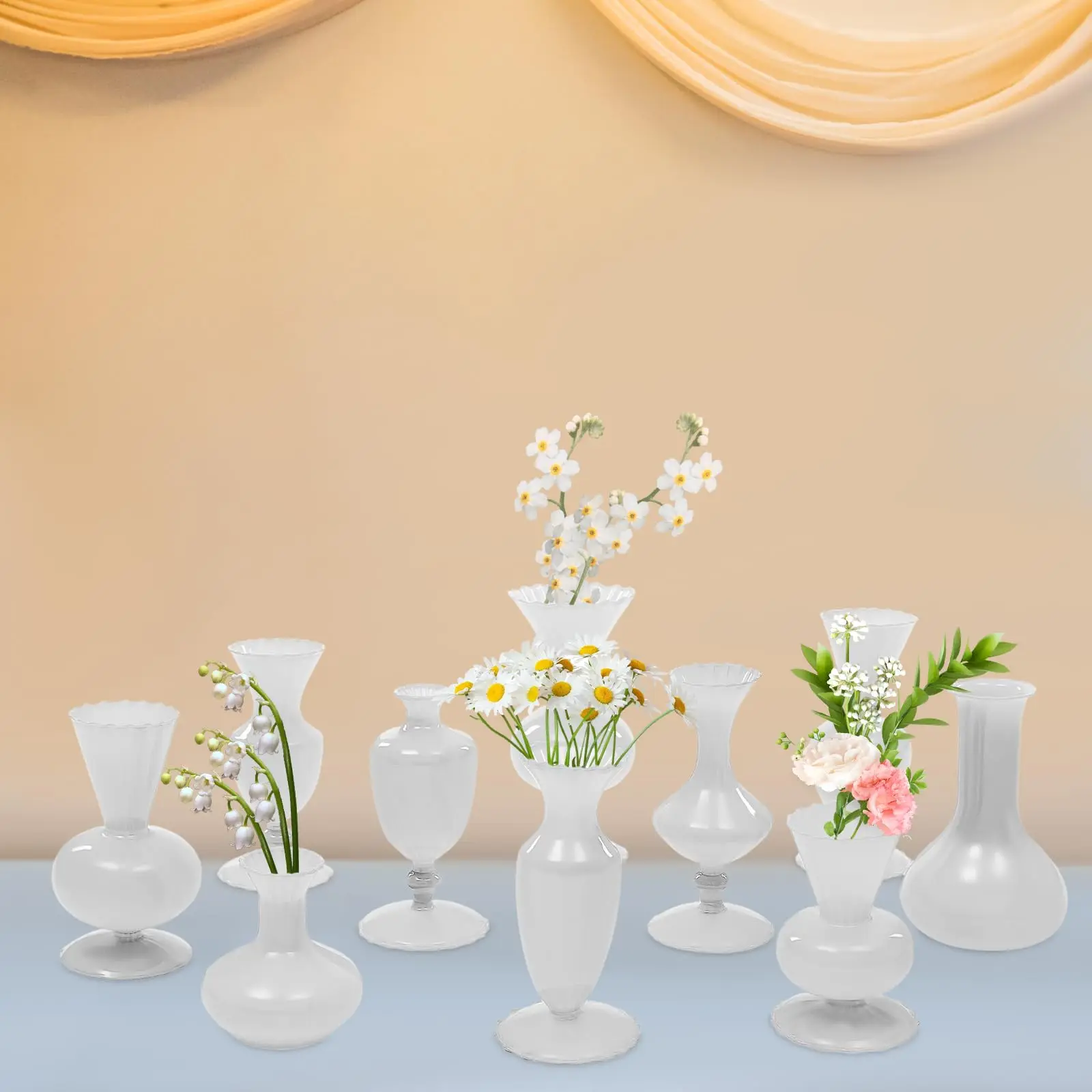 10 conjunto de vaso de vidro verde moderno pequeno vaso de vidro conjunto para flores decorativo bud vasos de flores bonito vasos de vidro para casamento