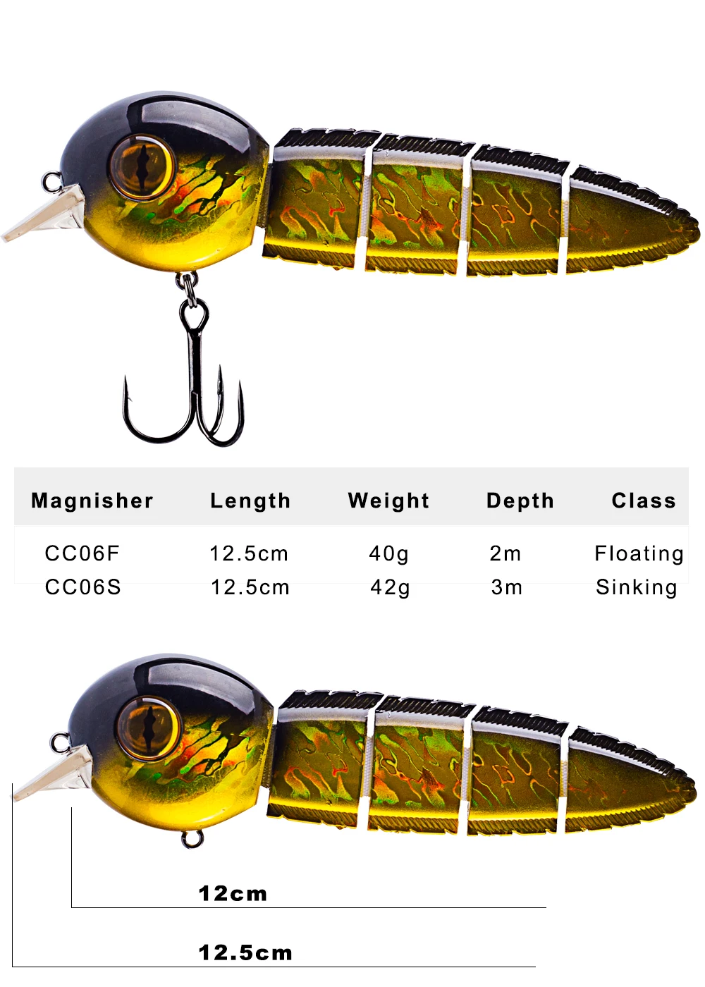 Magnisher Customized Multi Jointed Swimbait 12.5cm Float Sink Perfect Swim Fishing Lures Tadpole Hard Baits Bass Pesca Tackle