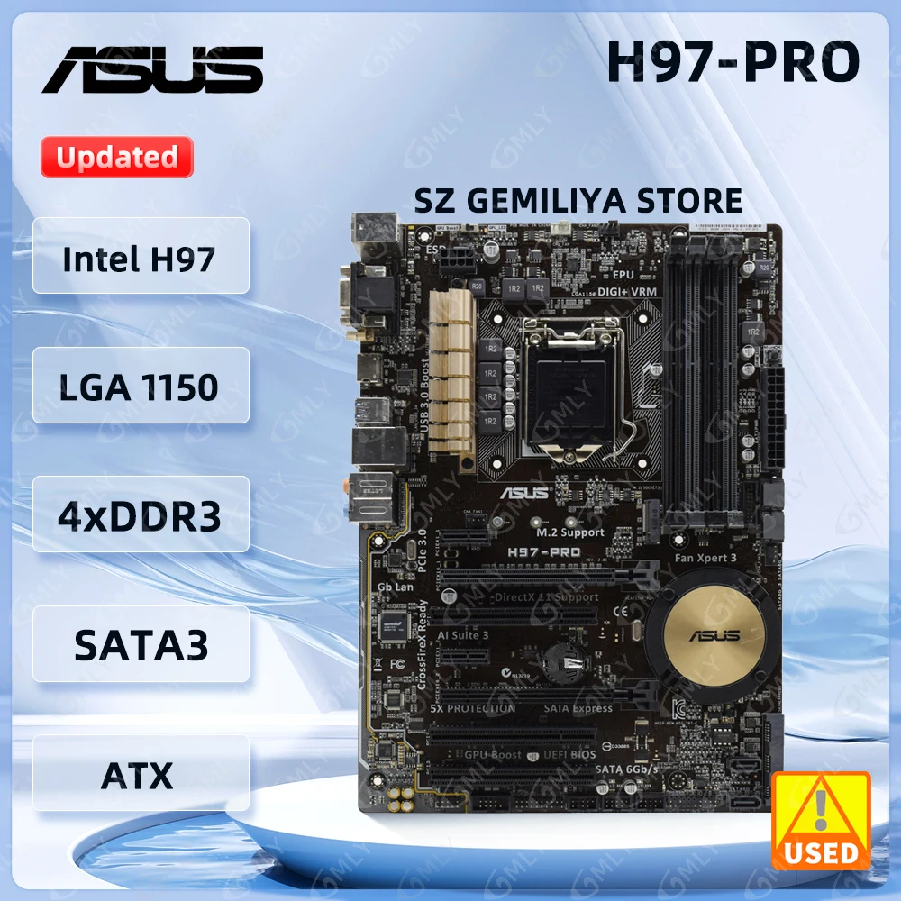 

Материнская плата ASUS H97-PRO Intel H97 LGA 1150 DDR3 32G ATX Core i3-4330 i3-4370 i5-4570S i5-4670S i7-4770 процессор