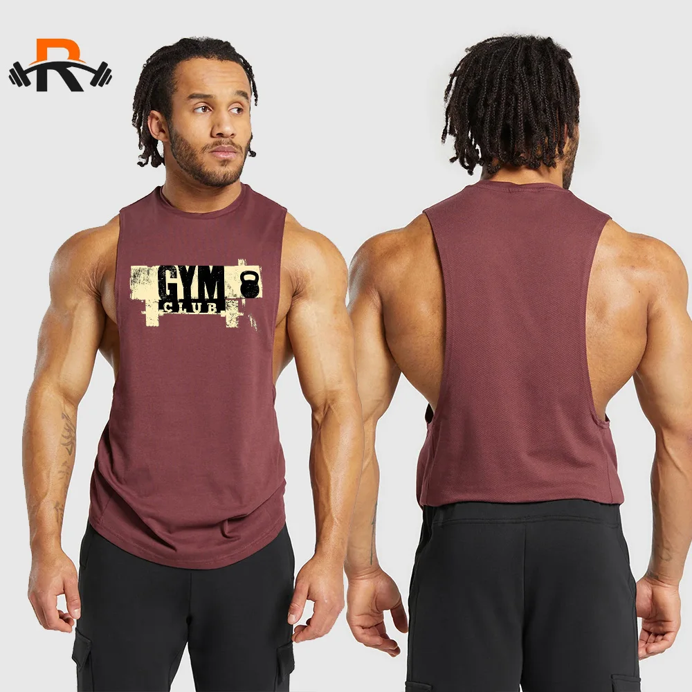 Men's Loose Bottom Shirts Men's Fitness Sleeveless Shirts Quick Dry Sports Bottom Shirts Muscle Tanks Fitness Clothing Brands