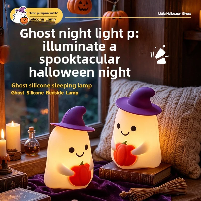 Halloween Ghost Pumpkin Nightlight Atmosphere Doll Bedside Lamp Rechargeable Creative Gift Sleeping Companion Gift