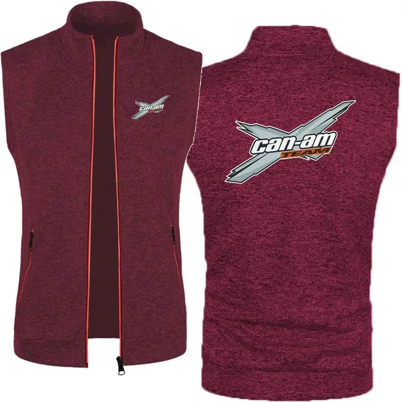 Men Can Am Off Road Brp Atv Commander Utv Outlander Men's Knitted Velvet Casual Top Zipper Vest Sleeveless High Neck Fleece Jack - Image 5
