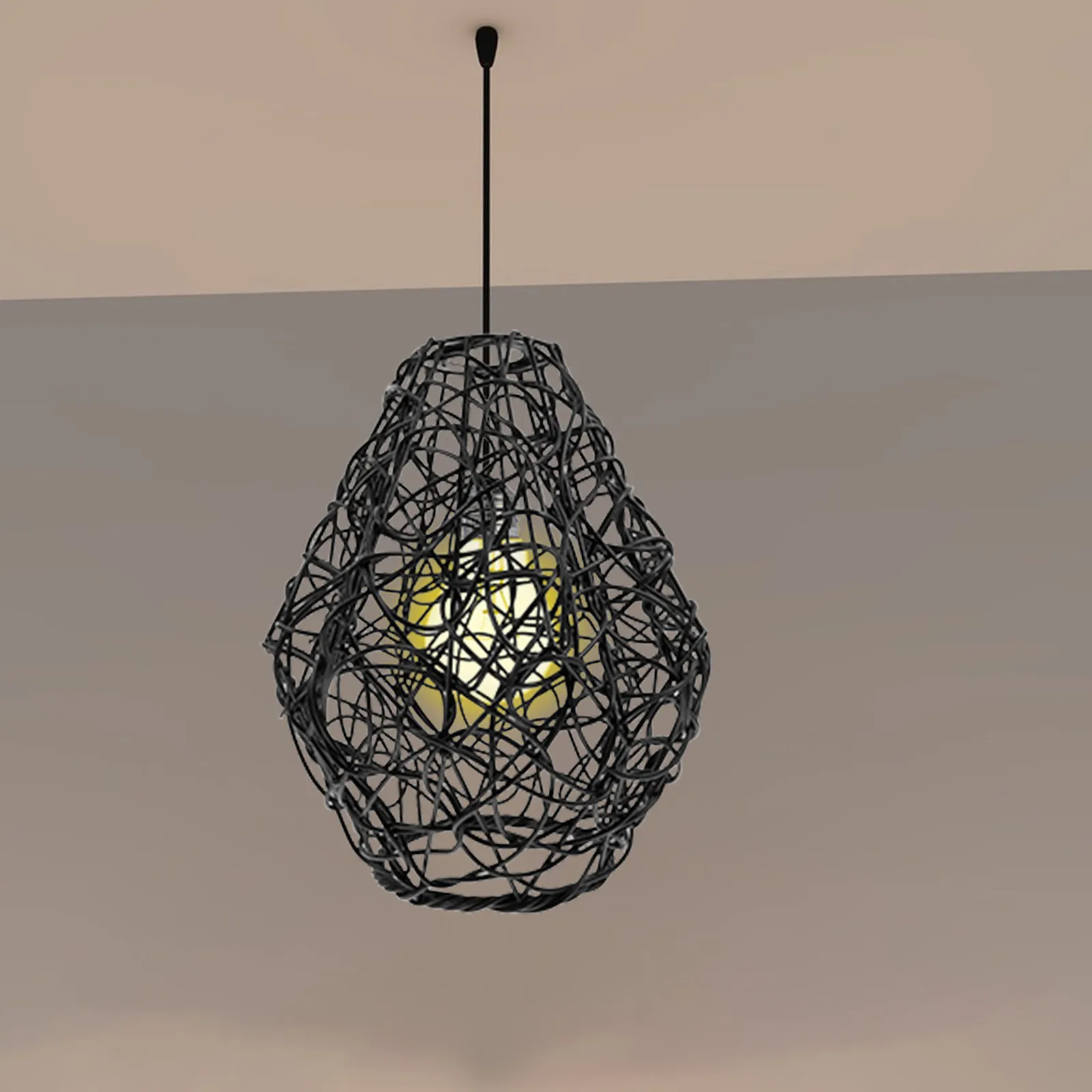 Hanging Lights Cover Woven Pendant Lamp Shade Household Ceiling Lampshade Hollow-Out Plastic Woven Dining Room Light Decor
