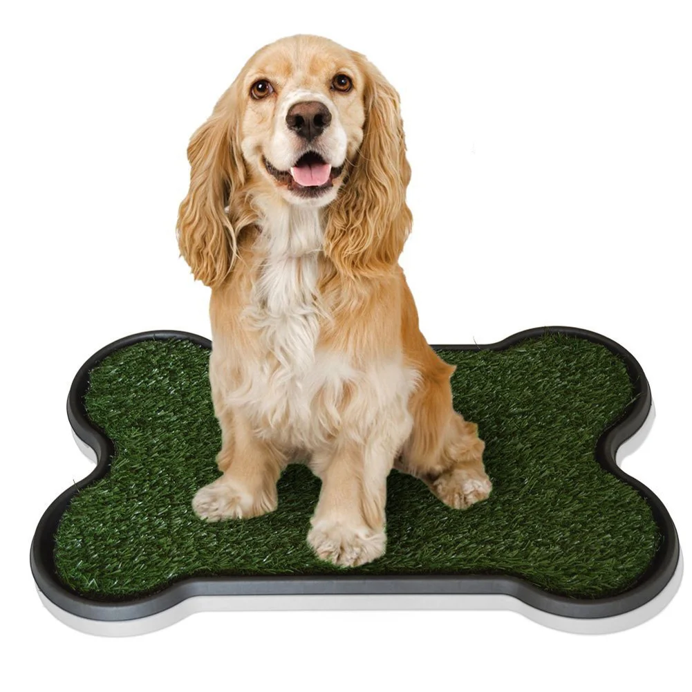 Puppy Pad Grass Toilet Dogs Potty Training Bone Shape Simulation Grass Cat Supplies Washable Dog Pee Pads Easy to Clean Products
