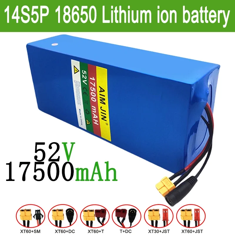 100% New 52V ebike battery 52V 17.5Ah 18650 14S5P lithium ion battery electric bicycle 52V  electric scooter battery