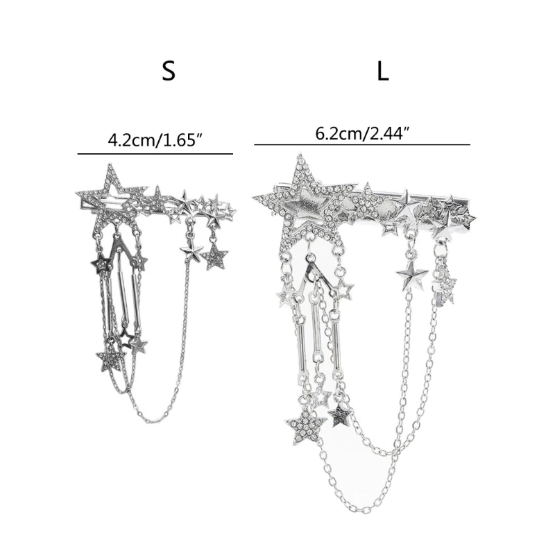 Excelente estrela de cristal grampo de cabelo bling brilhante-hairwear acessório para cabelo feminino menina elegante corrente borla cabelo pino legal
