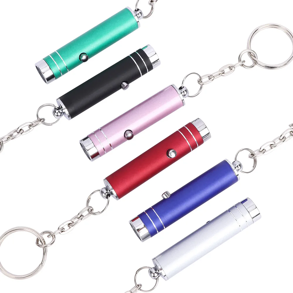 Multi-function Portable Mini LED Flashlight Keychain Aluminum UV Light Currency Detector Lamp Key Chains Torch with Battery