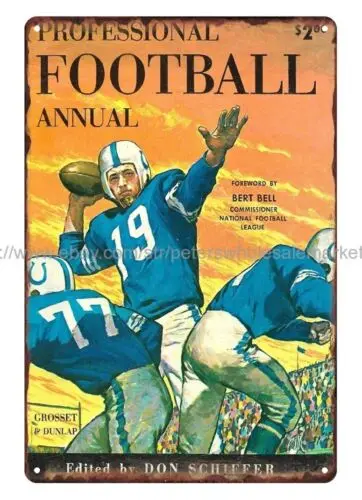 1959 Professional Football Annual Cover metal tin sign bathroom wall decor