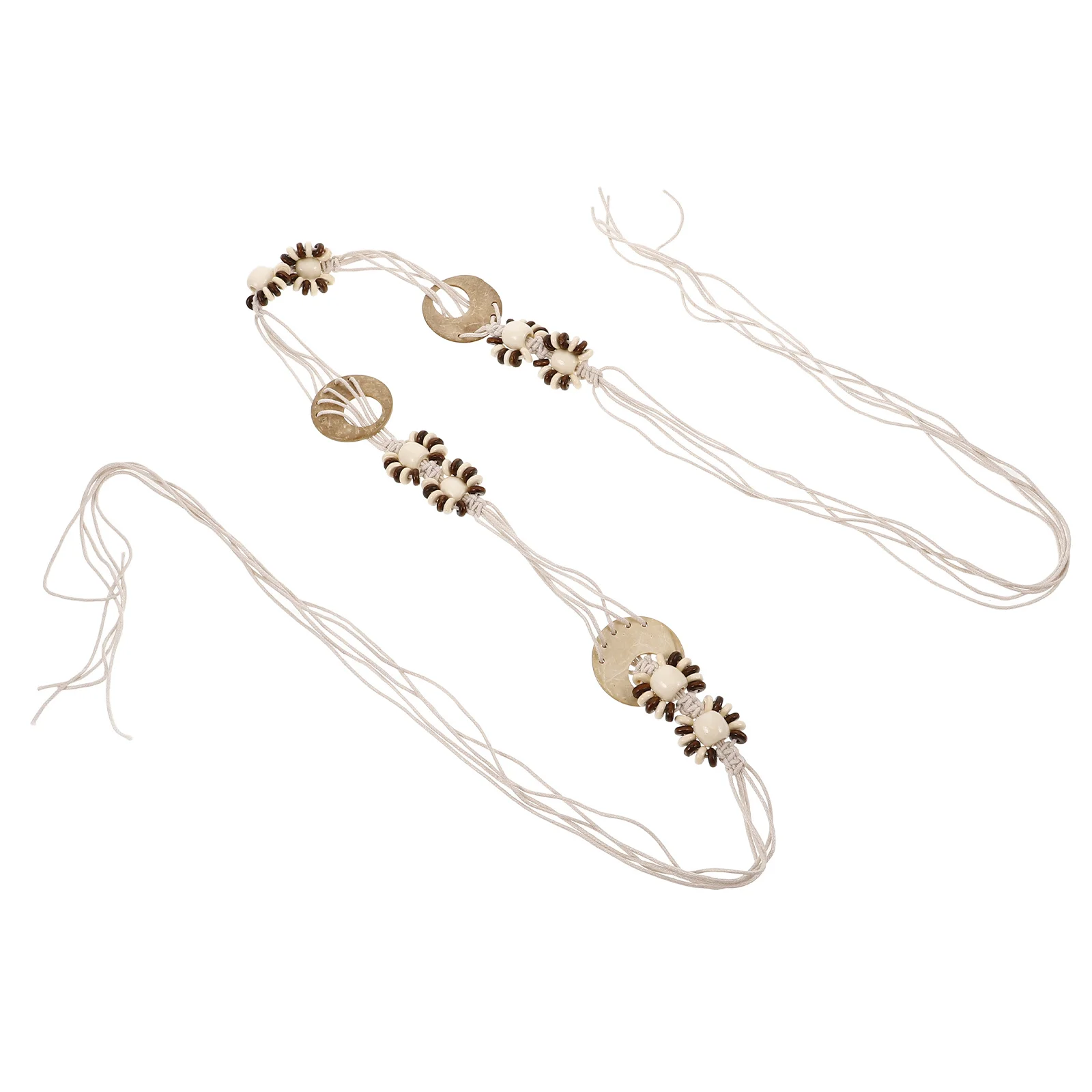 

Handmade Bohemian Waist Belt Shell Beads Adjustable Boho Woven Braid for Women Festival Summer Beach Party Dress