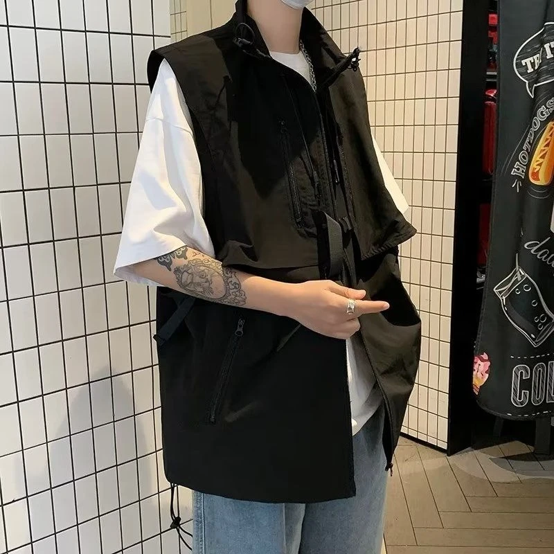 

Свободный жилет-карго унисекс на весну и осень в корейском стиле с несколькими карманами, уличная функциональная куртка на молнии, модное новое поступление