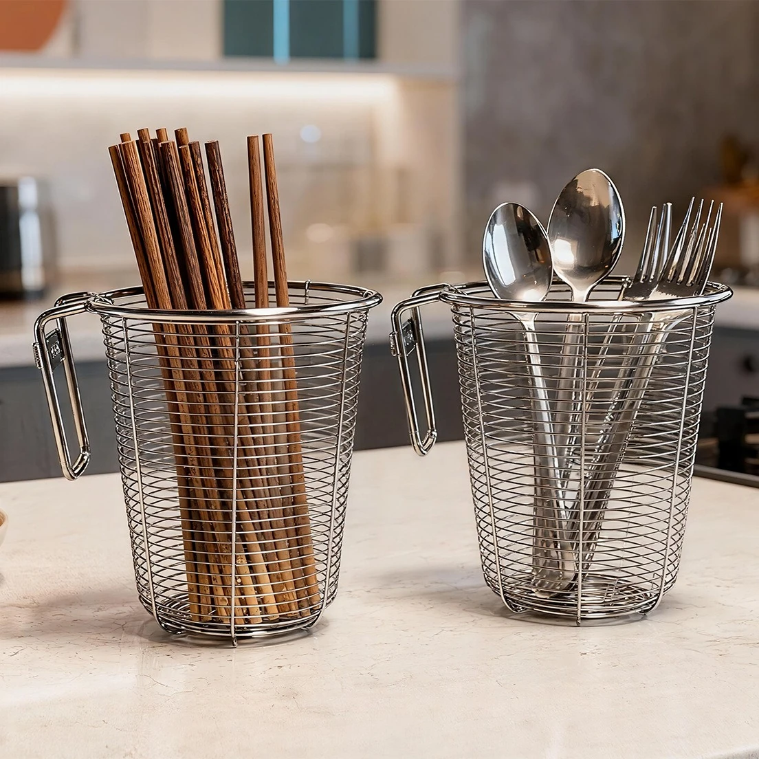 Stainless Steel Kitchen Chopstick Holder Organizer Hanging Wall Stainless Steel Tableware Drainer Fork Spoon Dishwasher Basket
