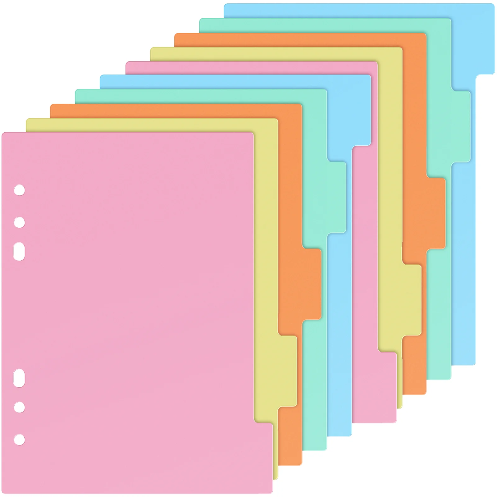 

10 Pcs Divider Index Board Binder Dividers for Notebook File Folder Multi-color Label A5 6 Ring