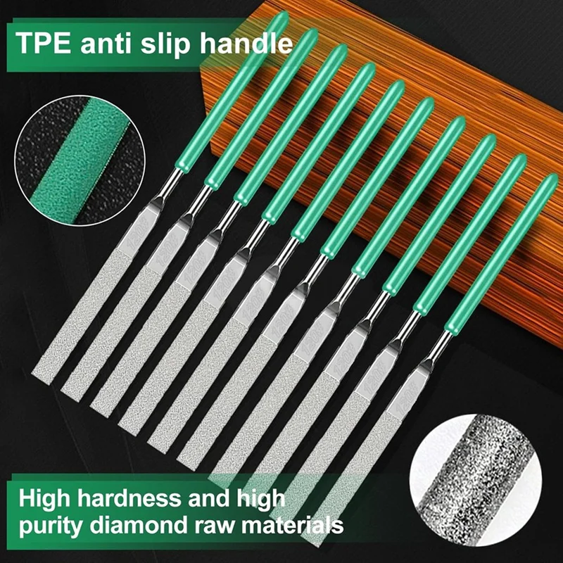 ABHG 10-Piece Diamond File Set, Precision Needle File Set, Diamond Coated Files For Filing Metal, Ceramic, Stone, Jewelry