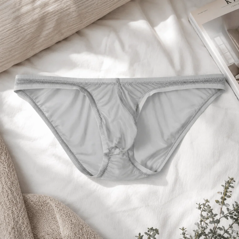 Underpants Low Waist Ice Silk Briefs Transparent Mesh Men Underwear Lingerie Ultra-Thin Bikini Briefs Men