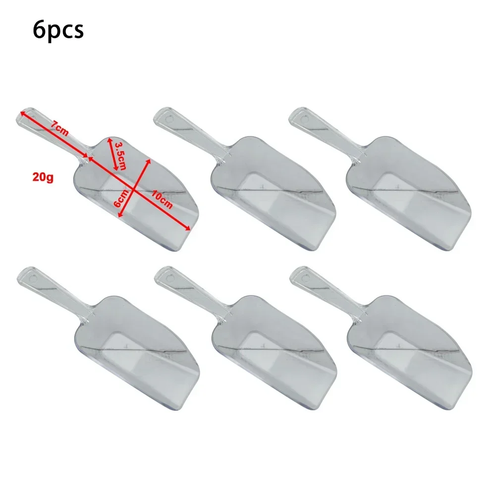 6pcs Mini Plastic Ice Scoops Transparant Ice Shovel For Candy Dessert Grain Birthday Wedding Party Supplies Kitchen Accessories