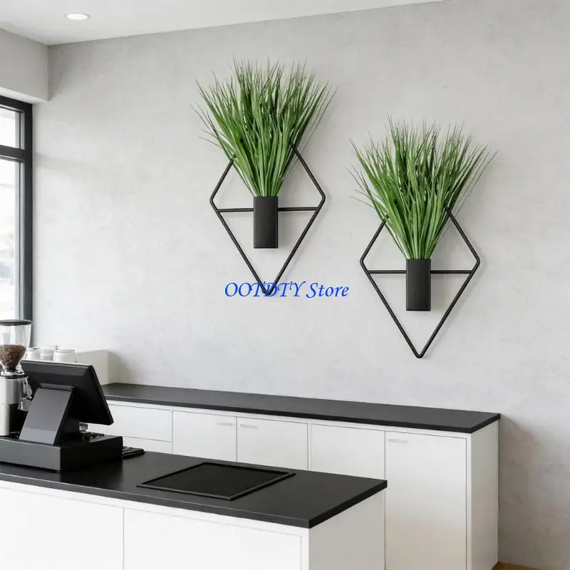 367A 2lots Minimalist Metal Wall Planter Artificial Plant Vase Indoor Plant Holder For Home Office Decoration