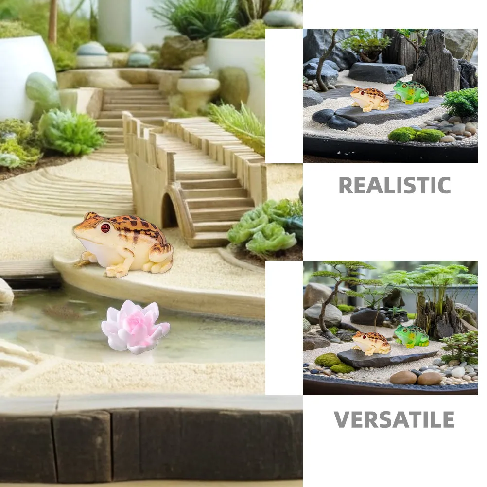 1Set Miniature Resin Frog and Tadpole Figurines for DIY Moss Gardens Micro Landscapes Fairy Bonsai Aquarium Decor Kawaii Garden