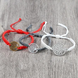 Lucky Life Tree Bracelet Fashion Charm Red Black Line Knotted Handmade Adjustable Bracelets&Bangles Men Women Yoga Jewelry Gifts