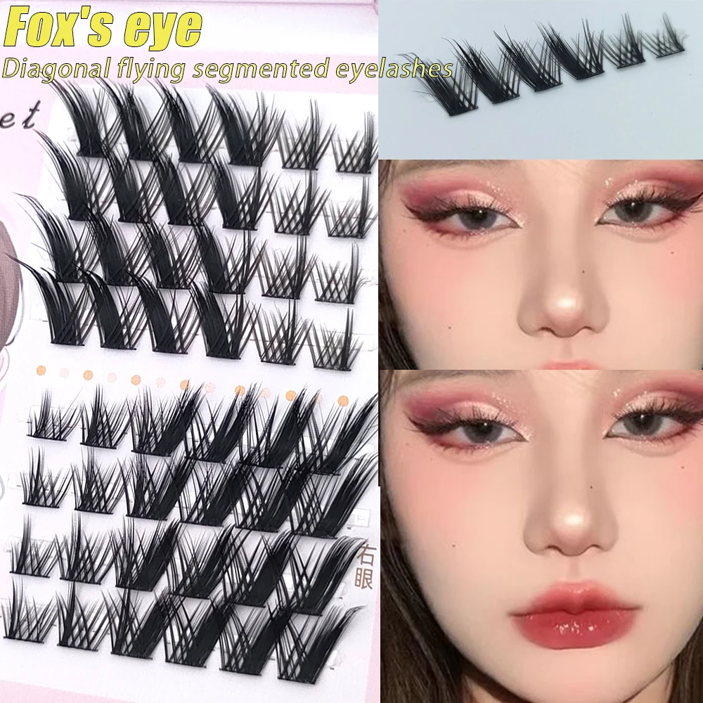 8Rows 3D Fluffy Single Cluster Eyelash Extension Segmented Natural Mink Fox Eye Effect makeup Lashes Individual False eyelashe