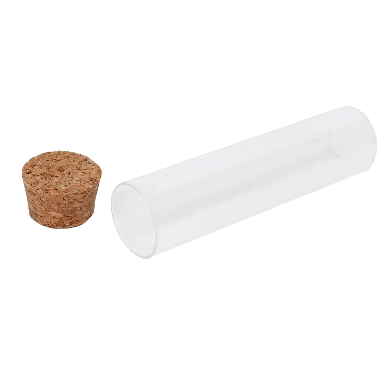 200Pcs 25X95mm Flat Bottom Tea Plastic Test Tube Drosophila Vials Culture Tube With Cork Stoppers