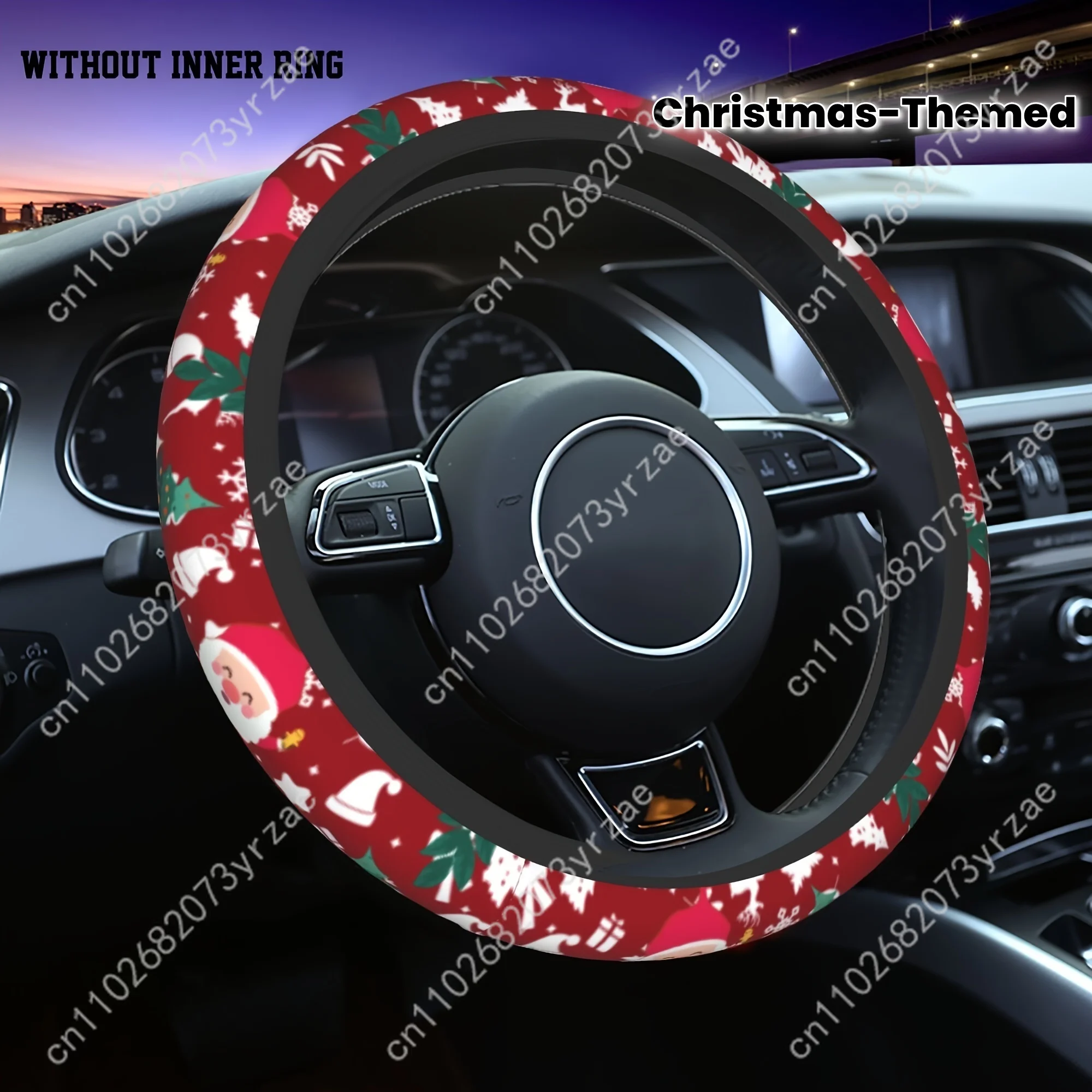 

Christmas-Themed Car Steering Wheels Cover Universal Type Environmental Friendly Comfort Non-slip Breathable Steering Wheel Wrap
