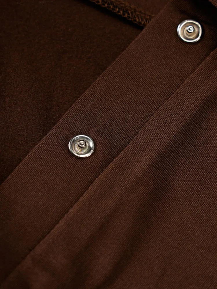 Women's Clothing Jumpsuit bodysuit Button Lapel Long Sleeve Bodysuit Buttoned Wrap Bodysuits Solid color yoga fitness bodysuit