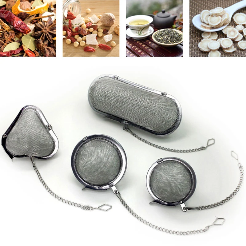 Heart Round Mesh Sieve Tea Strainer Multifunctional Stainless Steel Sphere Locking Spice Tea Ball Kitchen Accessories