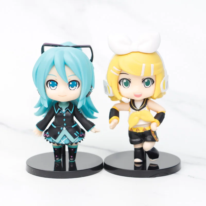 6pcs/set 10CM New Anime Hatsune Miku Kagamine Len Rin KAITO kawaii figure PVC model toys doll Collection Ornament christmas gift