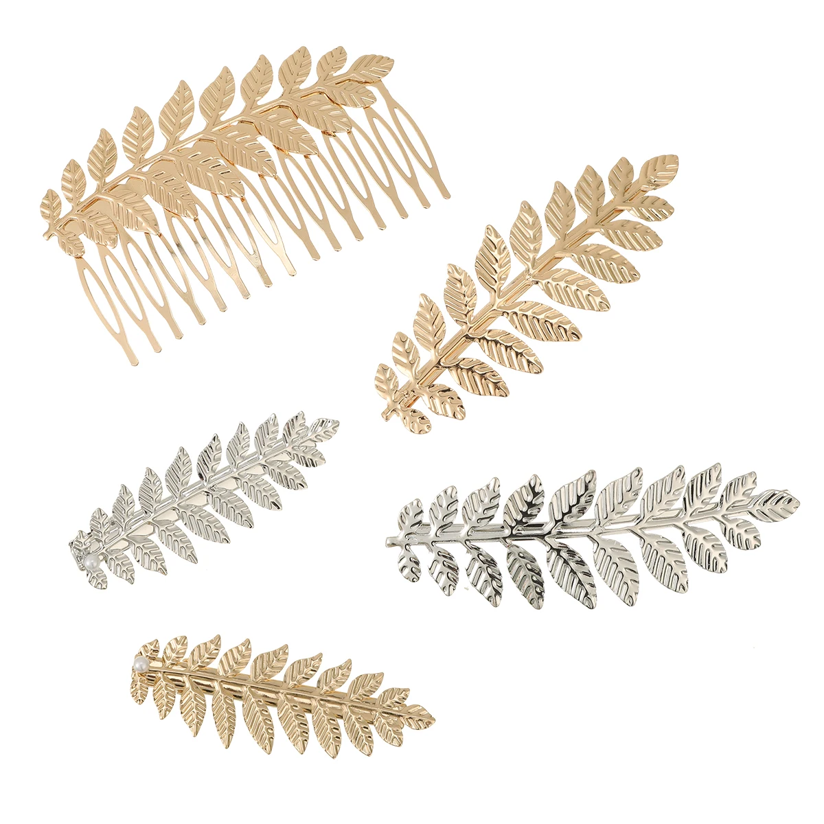 AWAYTR Elegant Gilded Leaf Hairpin Electroplated Alloy Hair Clips Valentine Headwear Girl Hair Accessories Festival Gift