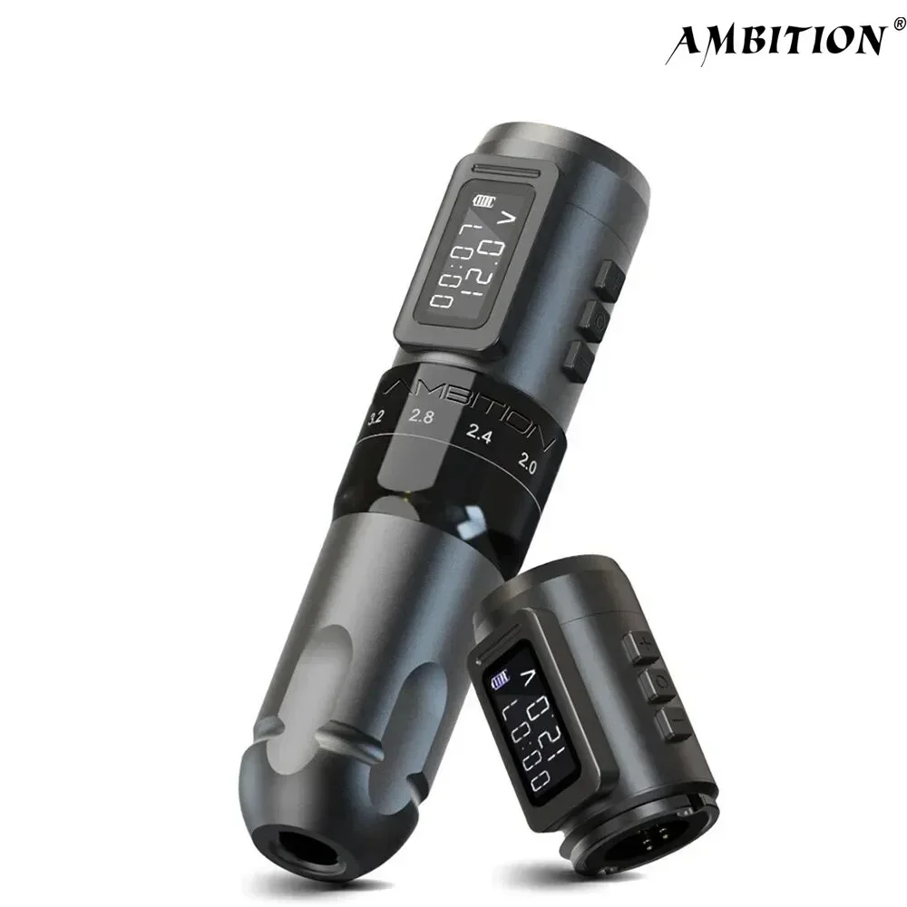 New Ambition Mars Professional Wireless Tattoo Machine Pen Adjustable Stroke2.0-4.0mm Cartridge 1800mAh Coreless Motor